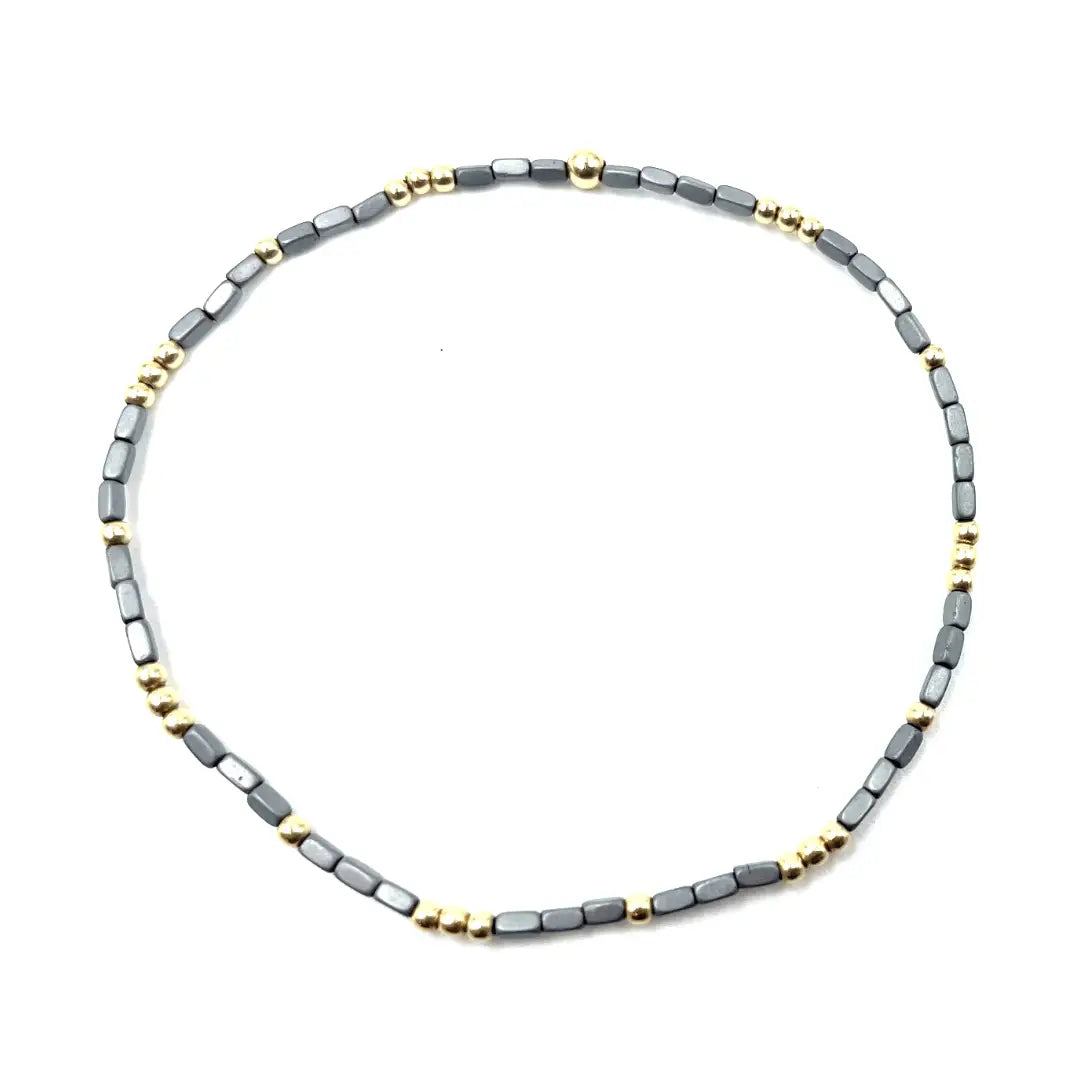 2mm Harbor Dark Gray + Gold Filled Waterproof Bracelet