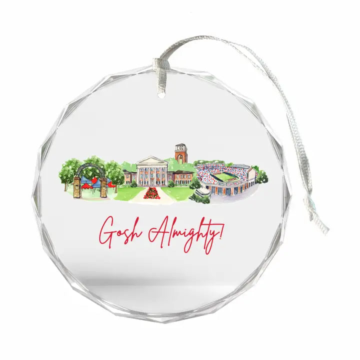 Ole Miss Landmark Glass Ornament