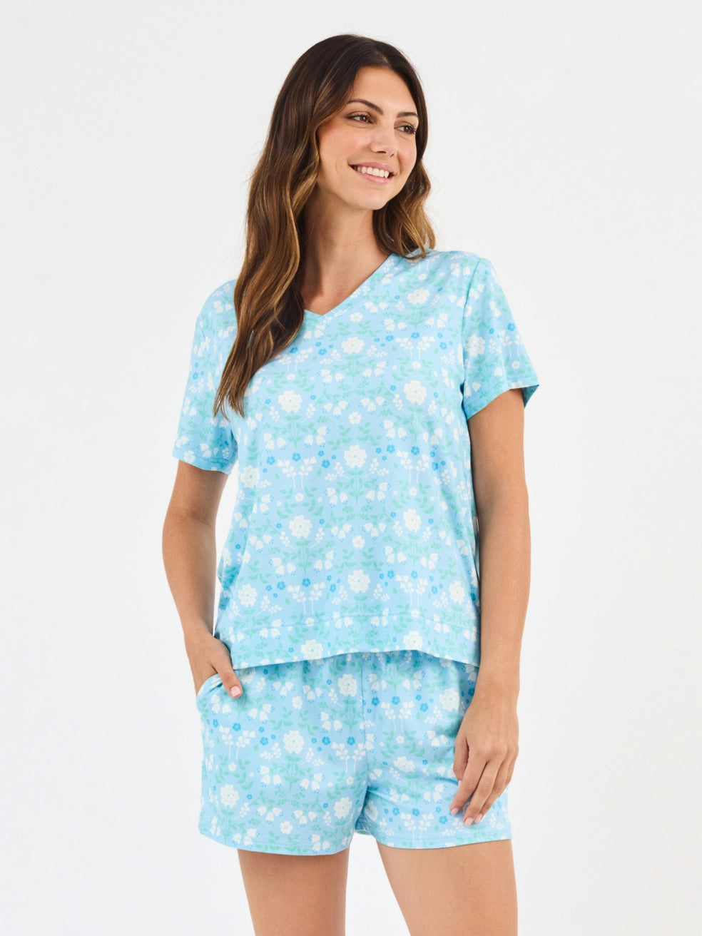 Alli Quiet Blossom Blue Pajama Shorts Set