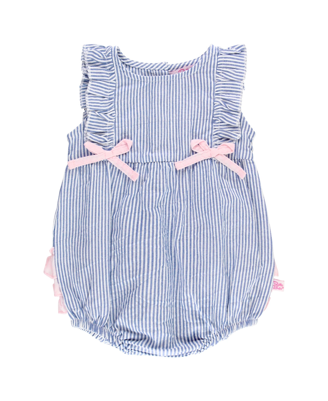 Classic Blue Seersucker Ruffle Romper