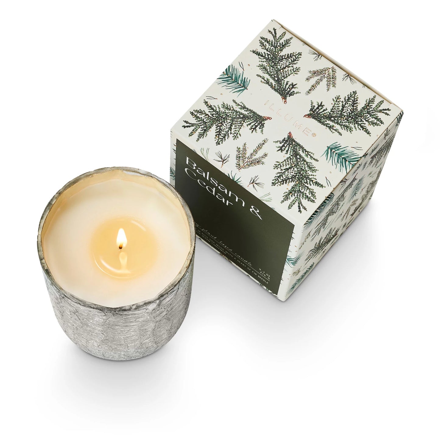 Illume Balsam & Cedar Small Boxed Crackle Glass Candle