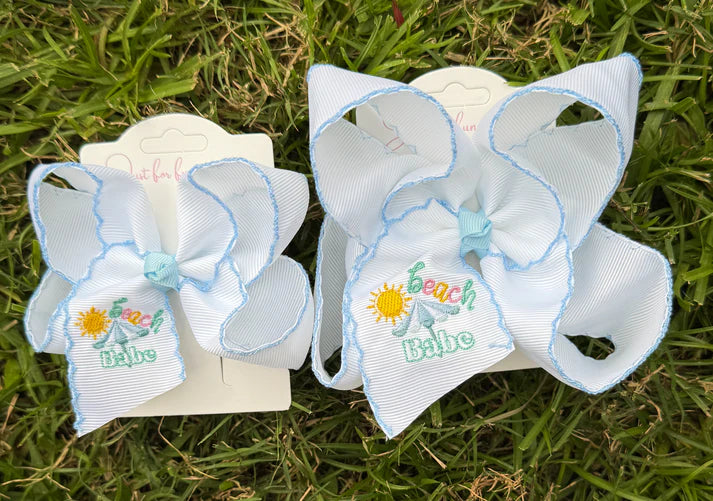 Beach Babe Embroidered Hair Bow