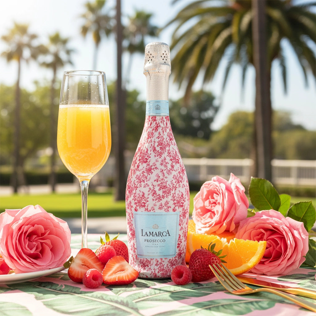 Beau Bottles Grandmillennial Pink Floral Prosecco Bottle Wrap