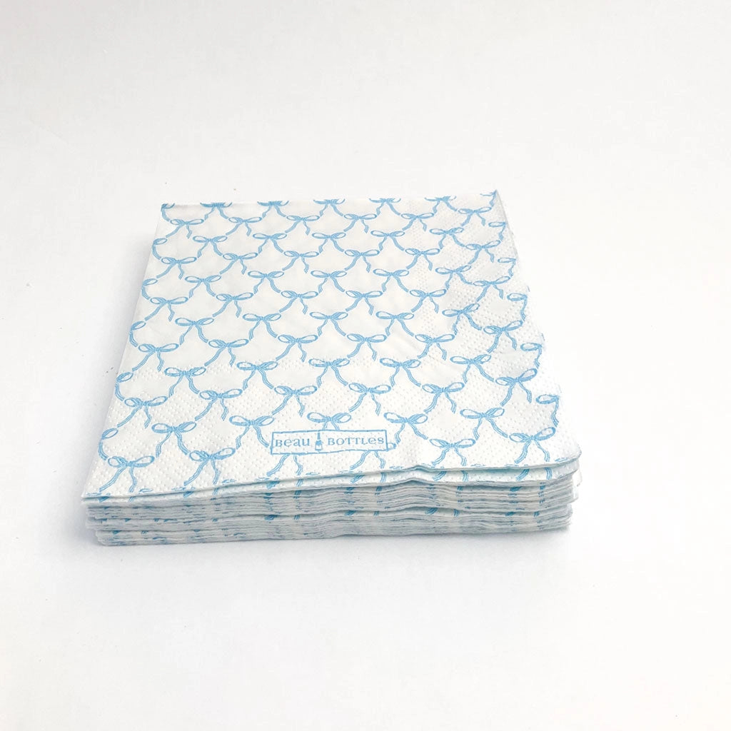 Beau Bottles Blue Bow Matching Cocktail Napkins