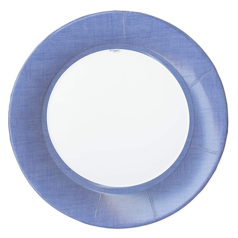 Blue Linen Border Paper Dinner Plates