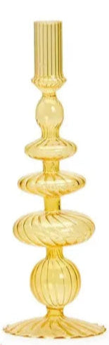 Hand Blown Glass Tapered Candleholder