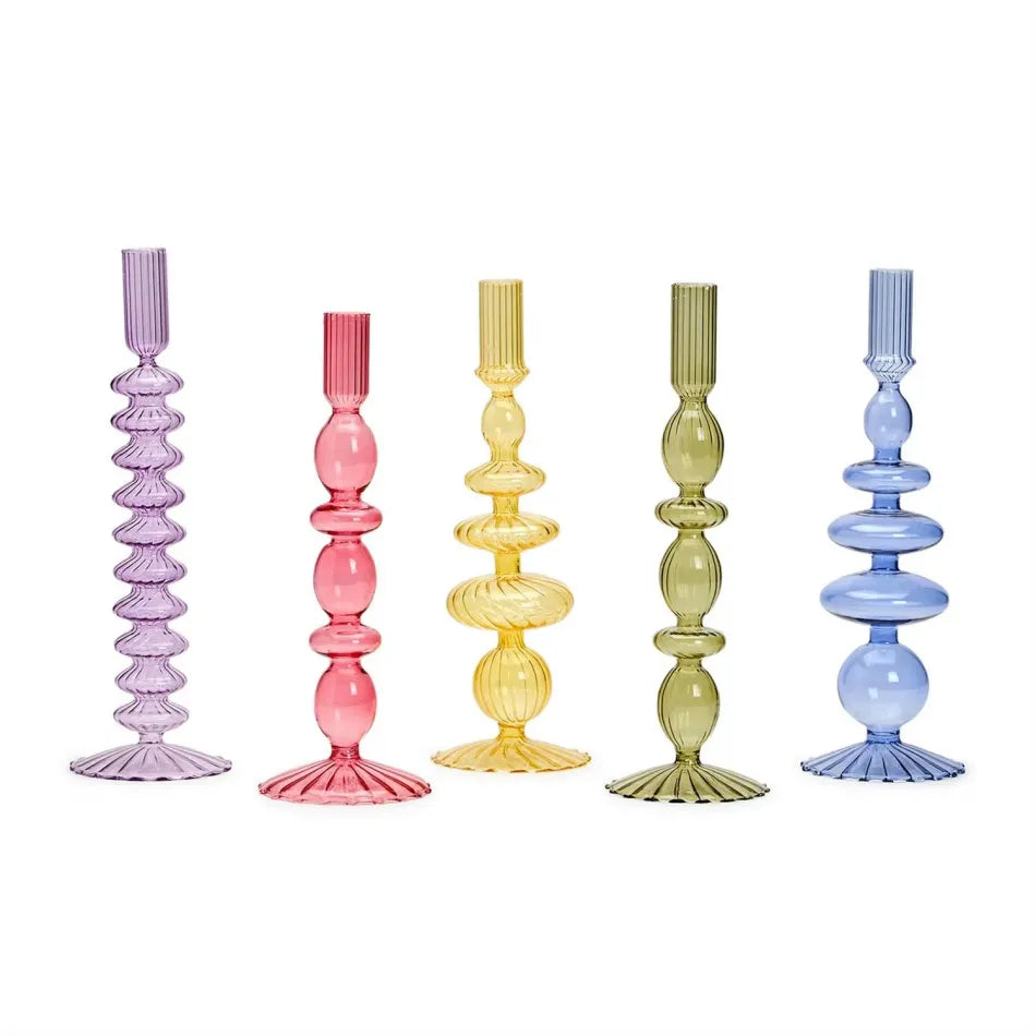Hand Blown Glass Tapered Candleholder