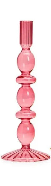 Hand Blown Glass Tapered Candleholder