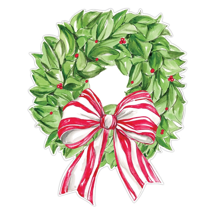 Christmas Wreath Berries Red Striped Posh Die-Cut Placemat