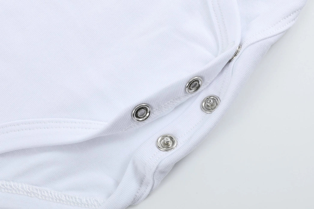 White Collared Unisex Short Sleeve Bodysuit Romper