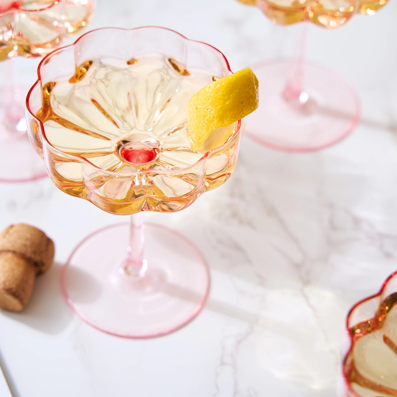 Elegant Flower Champagne & Cocktail Coupes Set of 4
