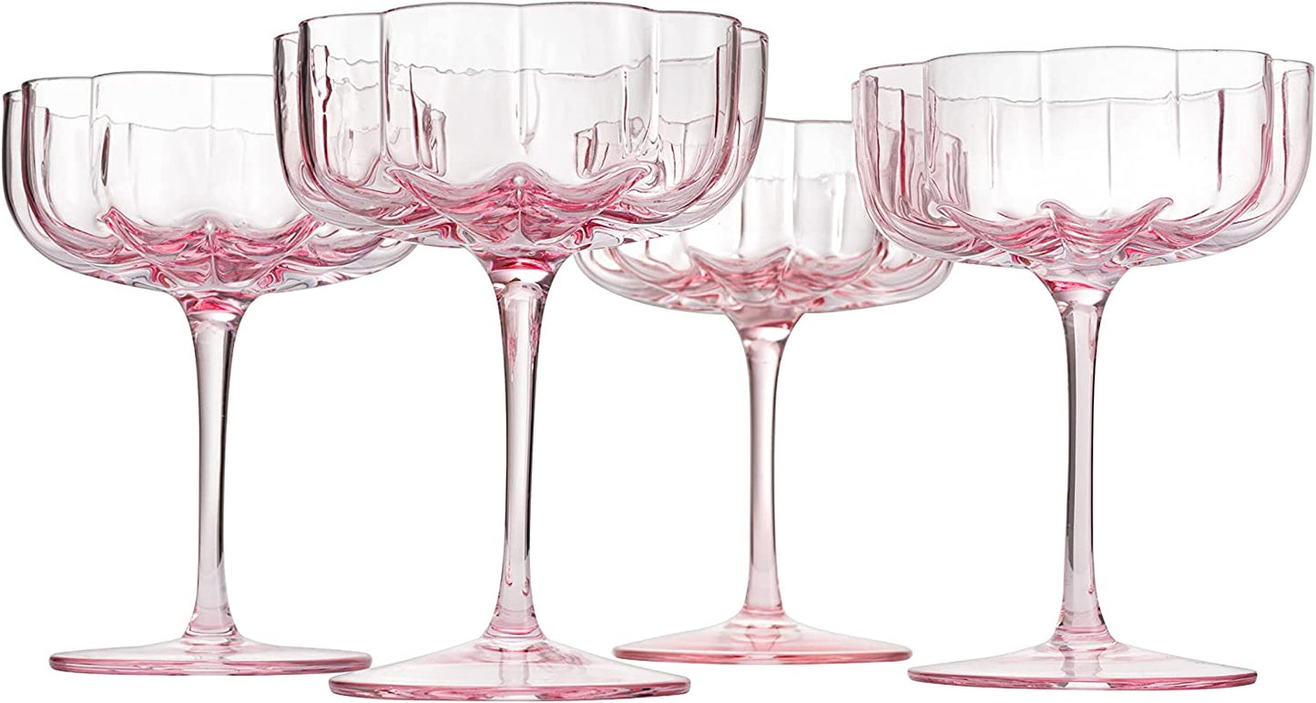 Elegant Flower Champagne & Cocktail Coupes Set of 4