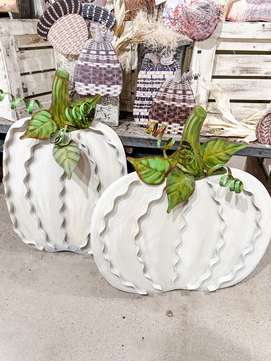 Large Cream Ribbon Pumpkin