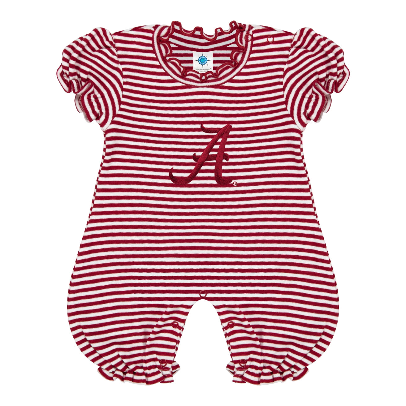 Alabama Crimson Tide Striped Infant Puff Sleeve Romper