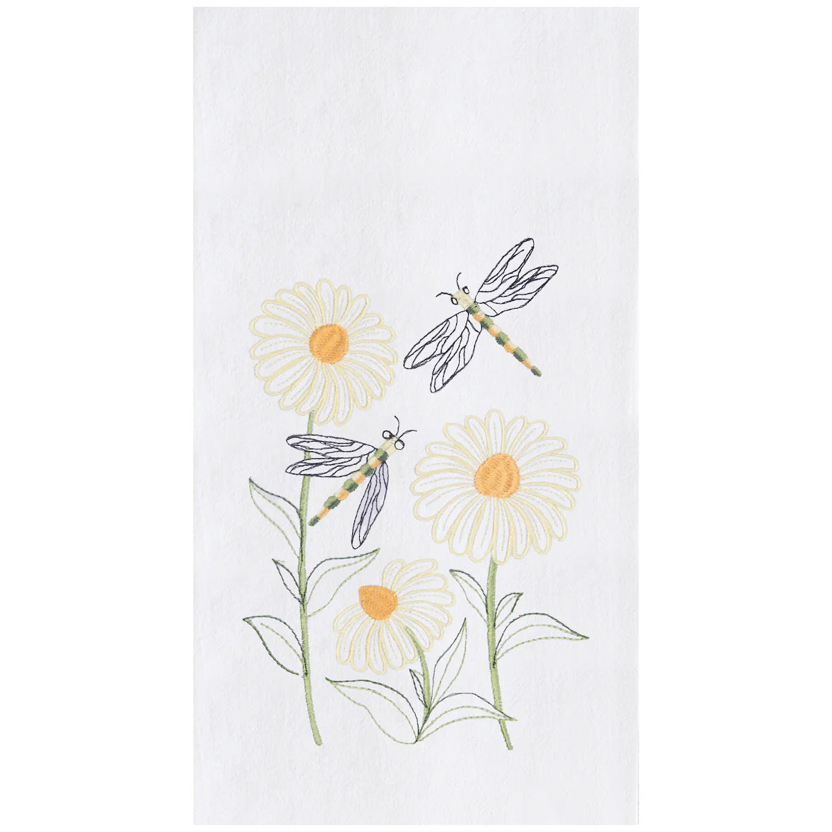 Dragonflies & Daisies Floral Kitchen Towel