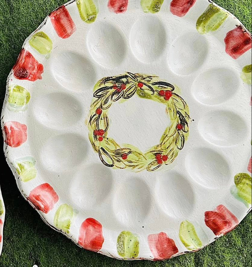 Rosaline Pottery Holiday Egg Platter