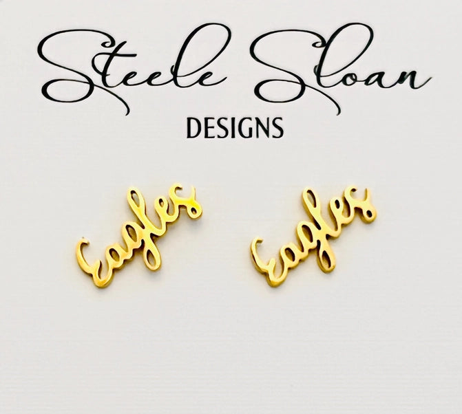 Eagles Gold Stud Earrings
