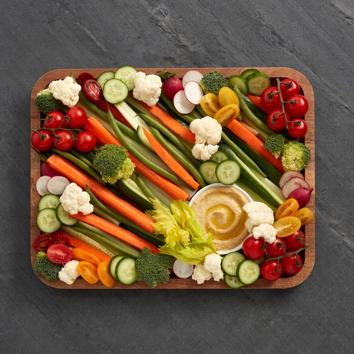 Farberware Build-a-Board Acacia Cutting Board with Locking Lid and White Handle