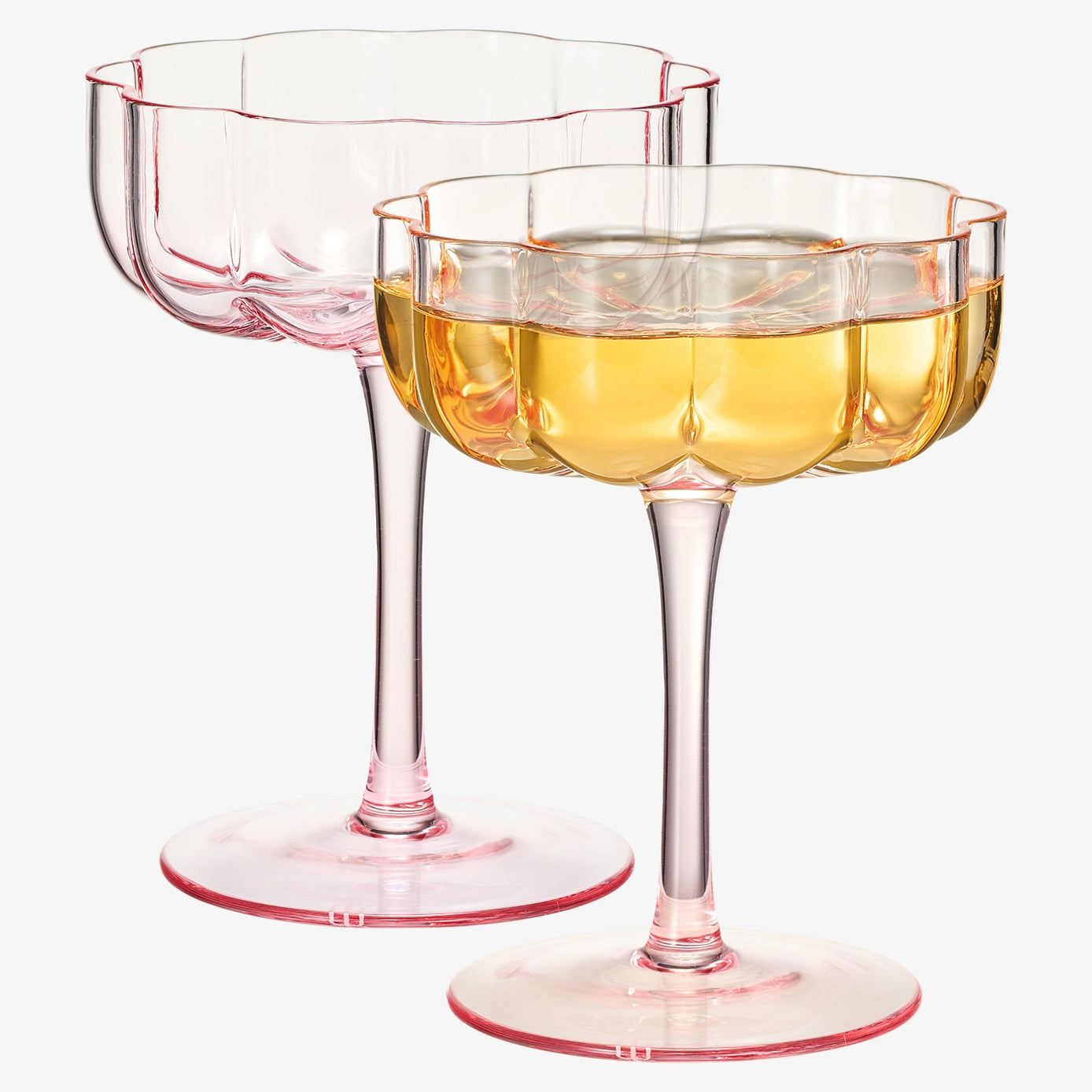 Flower Wavy Petals Wave Glass Coupes Set of 2