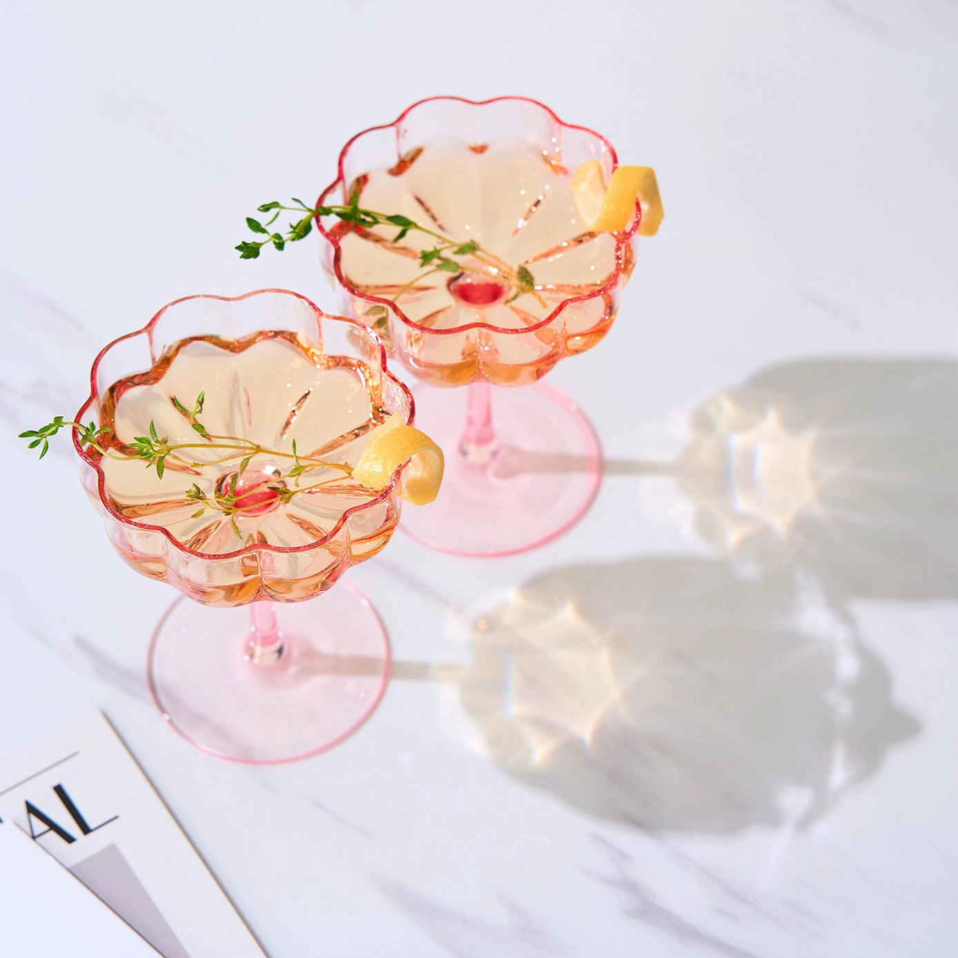 Flower Wavy Petals Wave Glass Coupes Set of 2