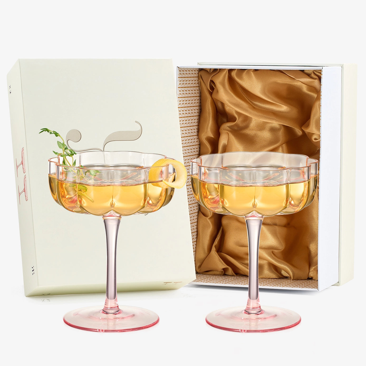 Flower Wavy Petals Wave Glass Coupes Set of 2