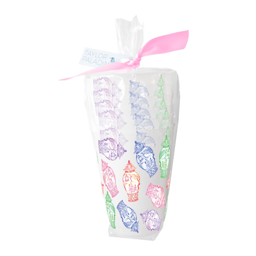 Colorful Ginger Jars Frosted Cups