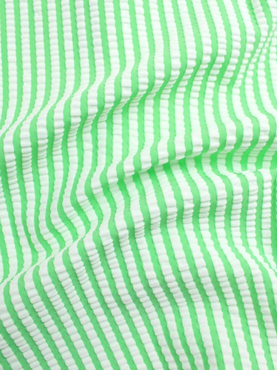 Spring Green Seersucker Long Sleeve One Piece Rash Guard