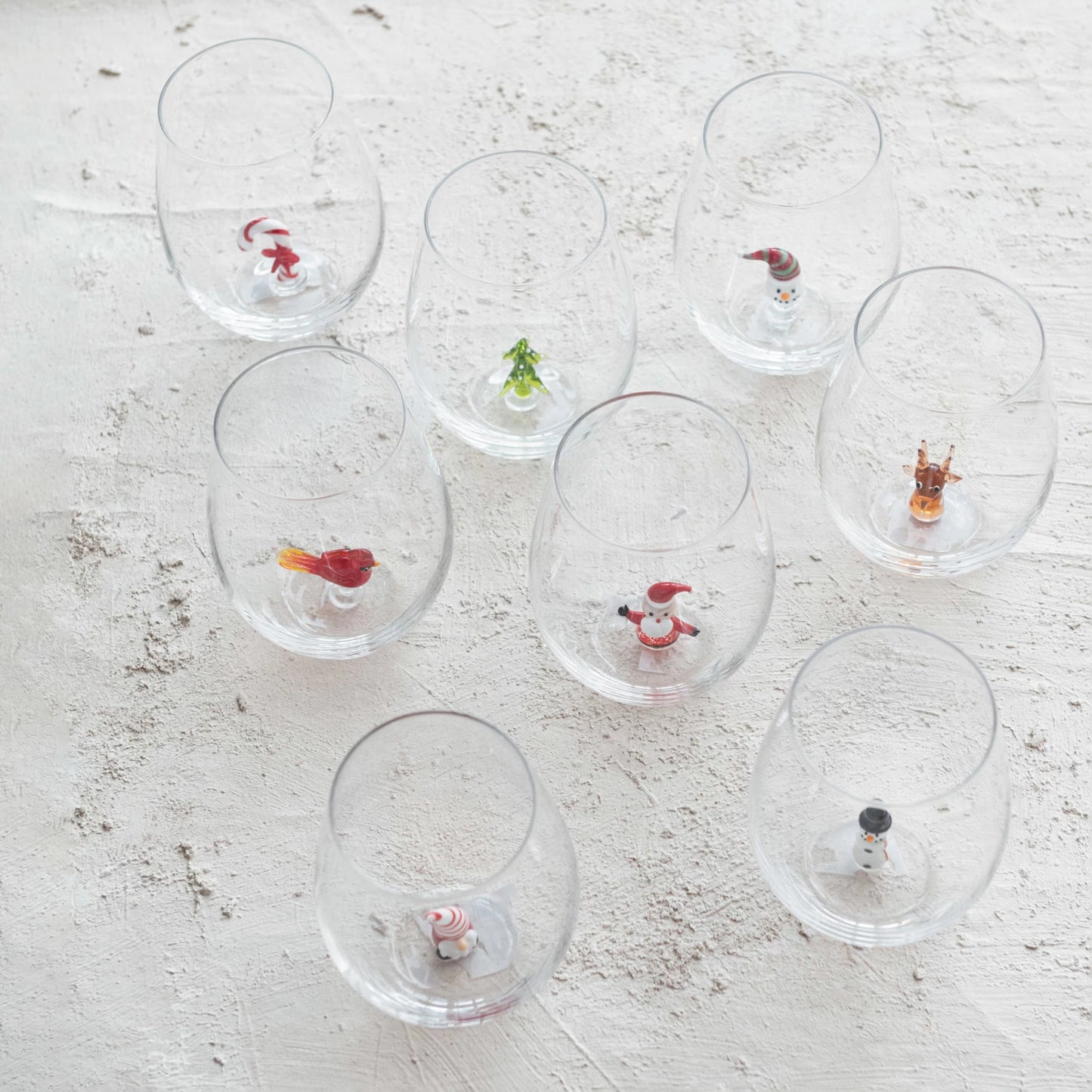 Holiday Stemless Wine Glass With Figure