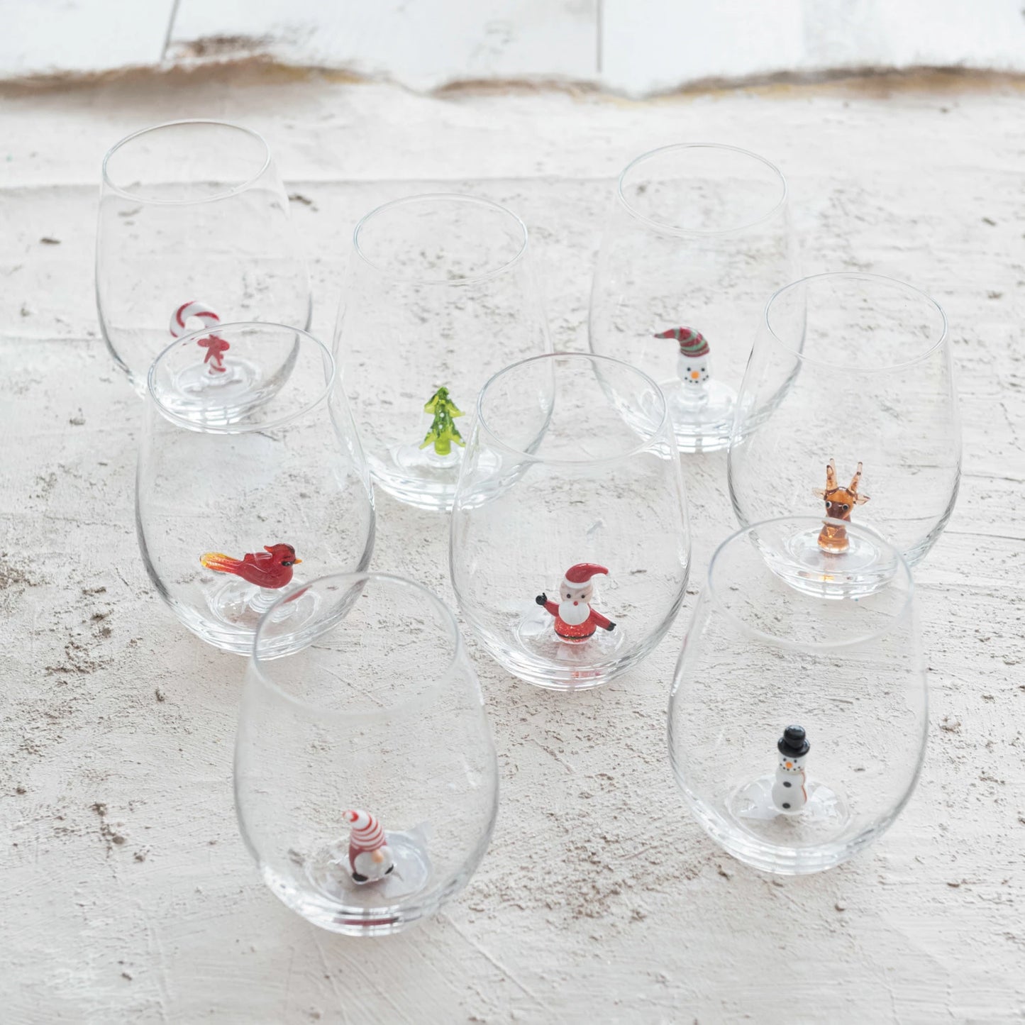 Holiday Stemless Wine Glass With Figure