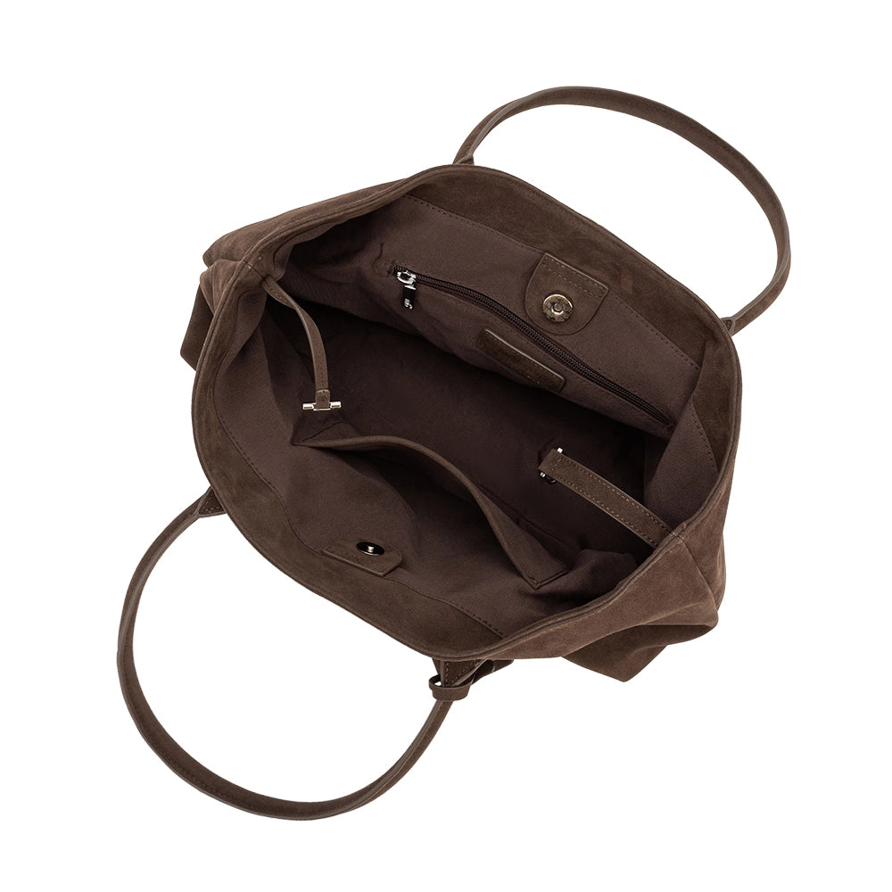 Irene Chocolate Vegan Suede Shoulder Bag