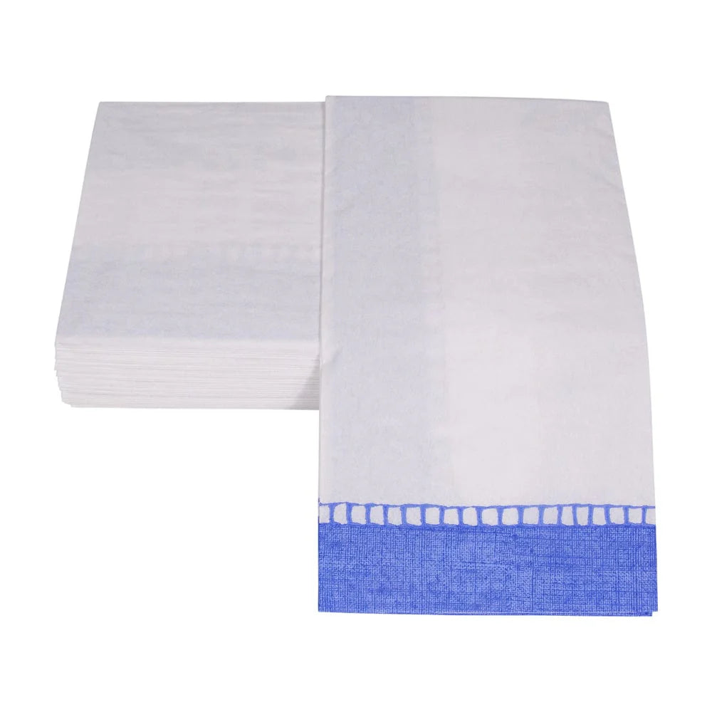Blue Linen Border Guest Towels