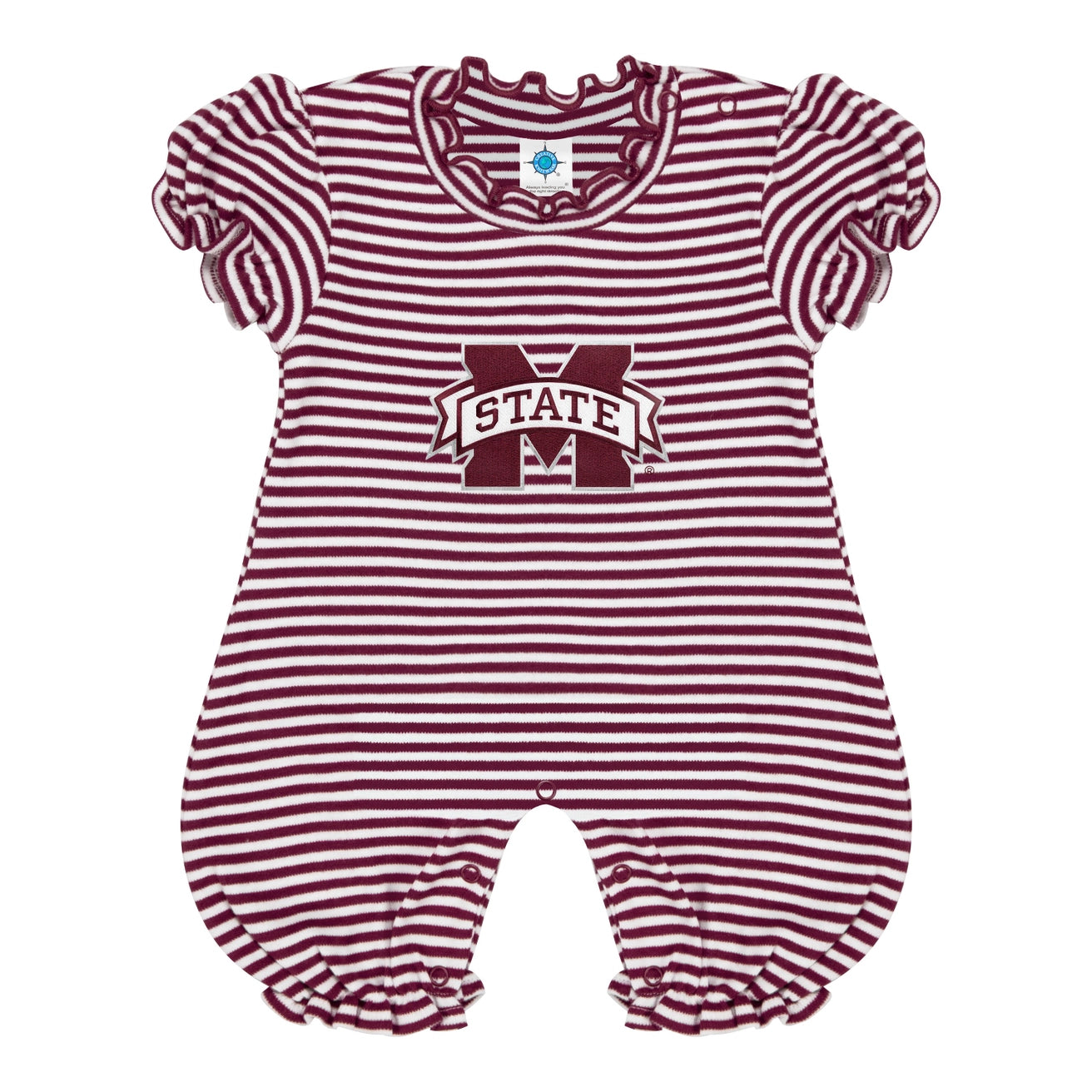 Mississippi State Bulldogs Infant Striped Puff Sleeve Romper