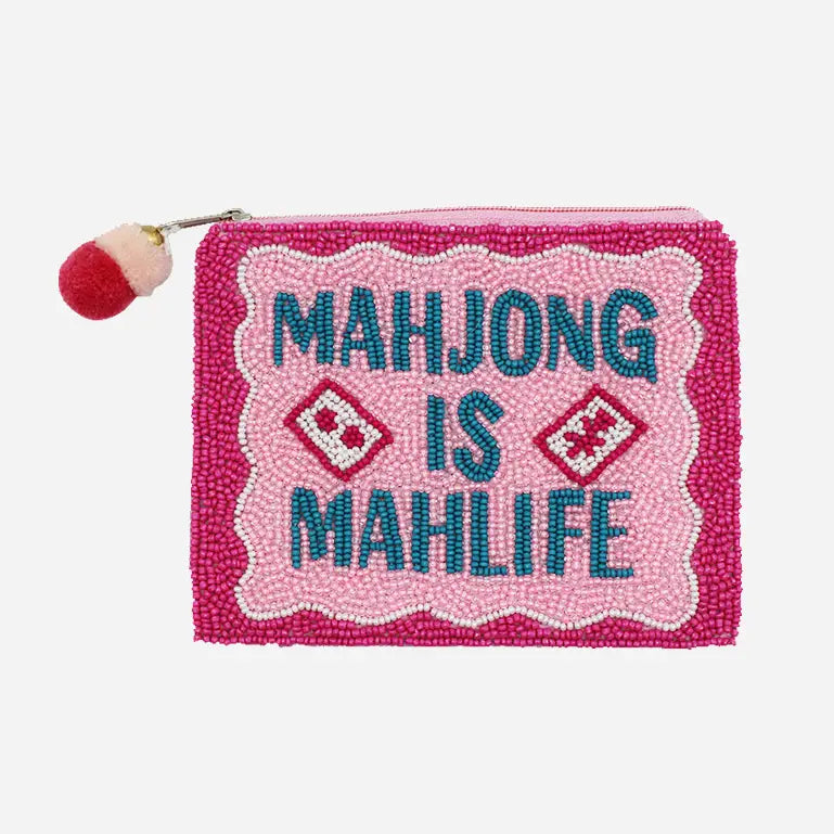 Mahjong Is Mahlife Beaded Coin Pouch
