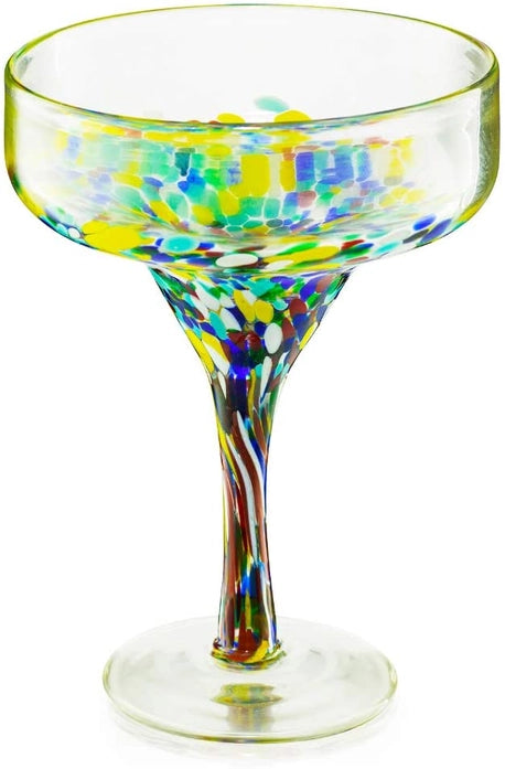 Mexican Design Hand Blown Margarita Glasses Set of 4