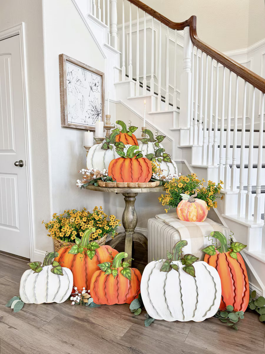Medium Cream Ribbon Pumpkin