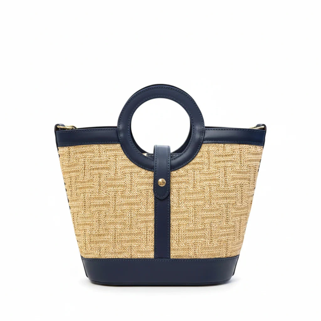 Leather & Raffia Tote Bag