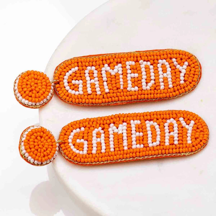 Orange Gameday Beaded Earrings