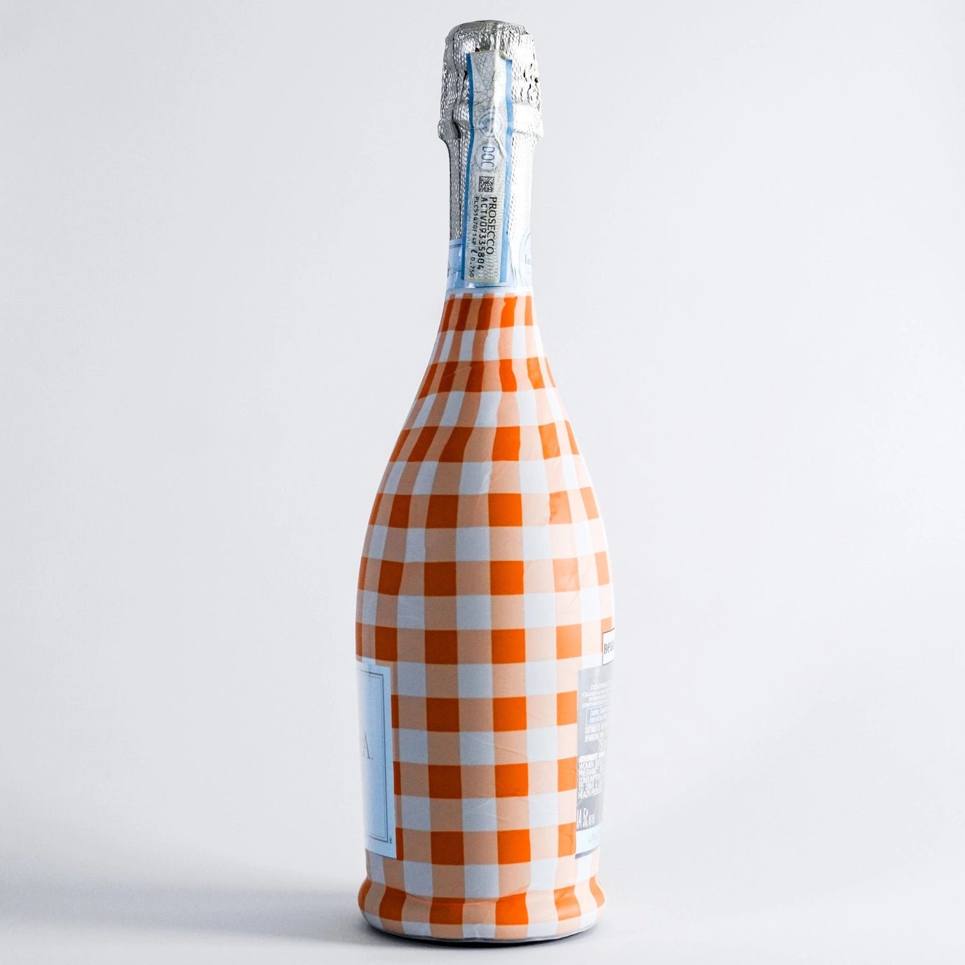 Beau Bottles Prosecco Wrap – Orange and White Gingham