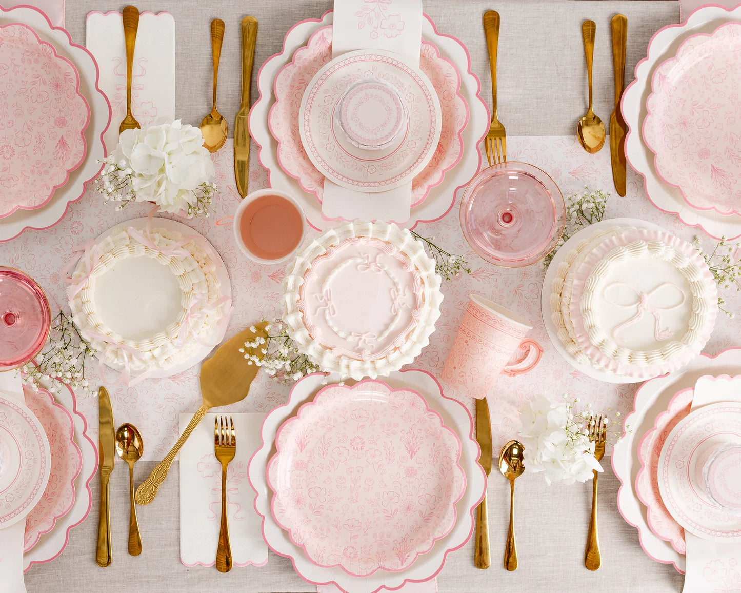 Pembroke Pink Floral Paper Table Runner