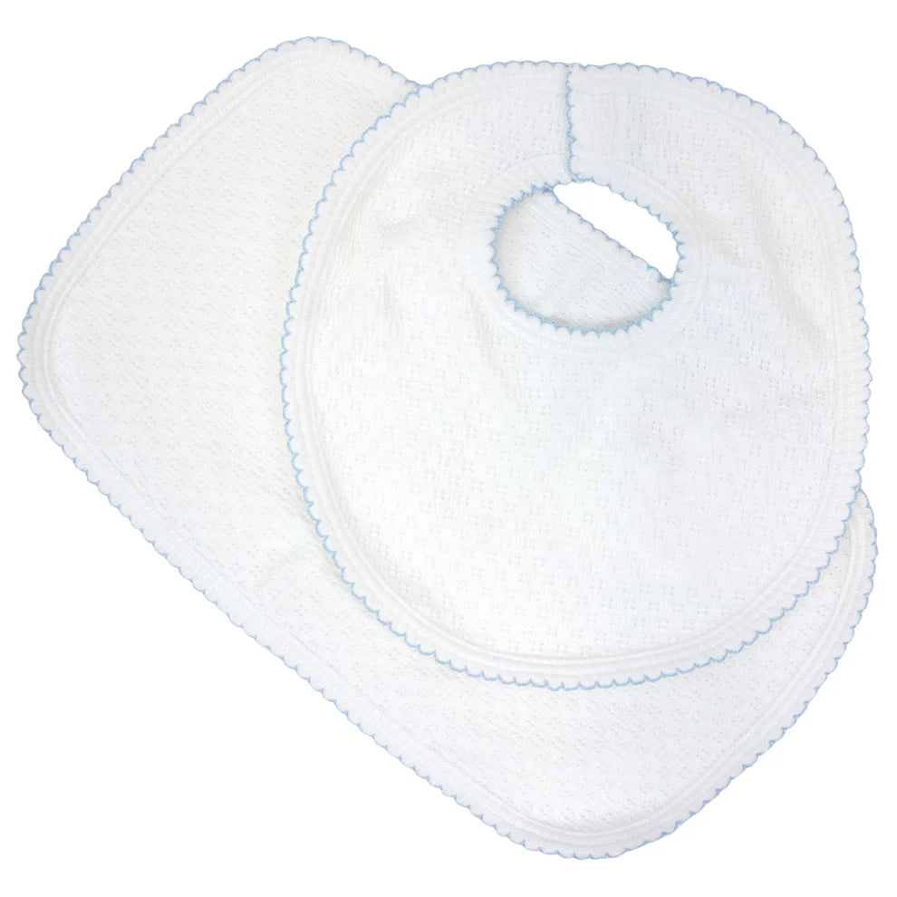 Paty Knit Bib & Burp Set – Blue