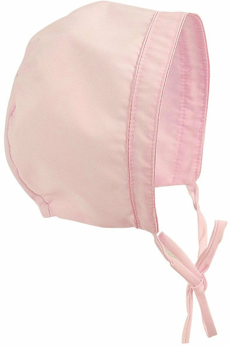 Pink Smocked Pearl Cross Christening Dress & Bonnet
