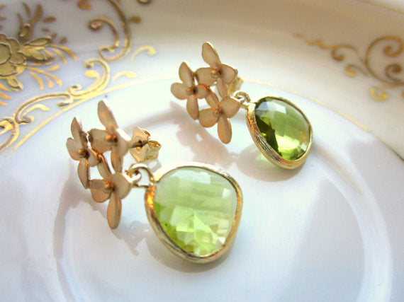 Peridot Cherry Blossom Earrings