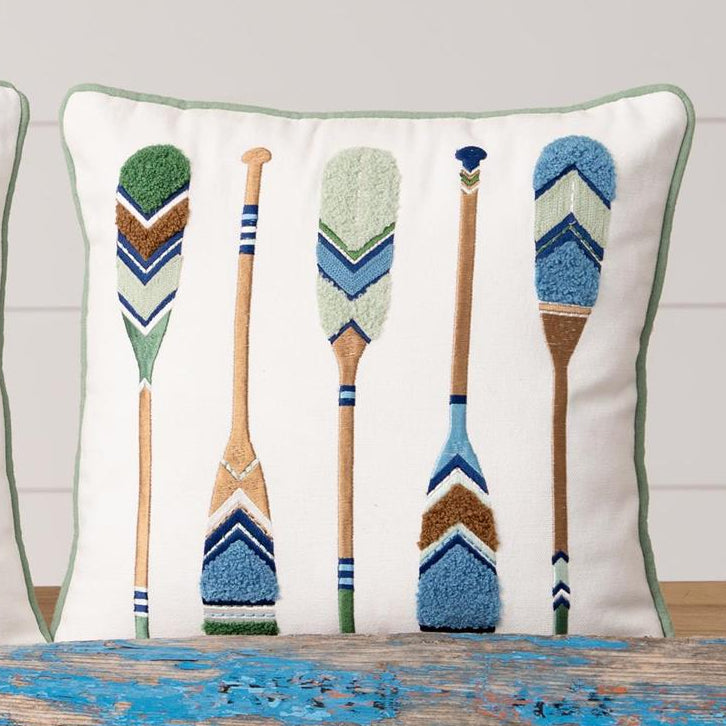 Lake House Embroidered Accent Pillow