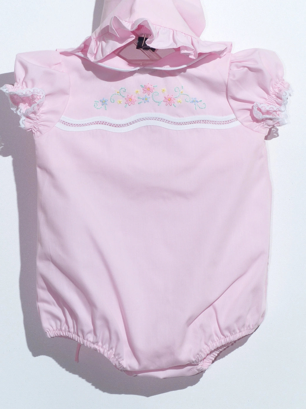 Pink Hand Embroidered Bubble with Beautiful Bonnet