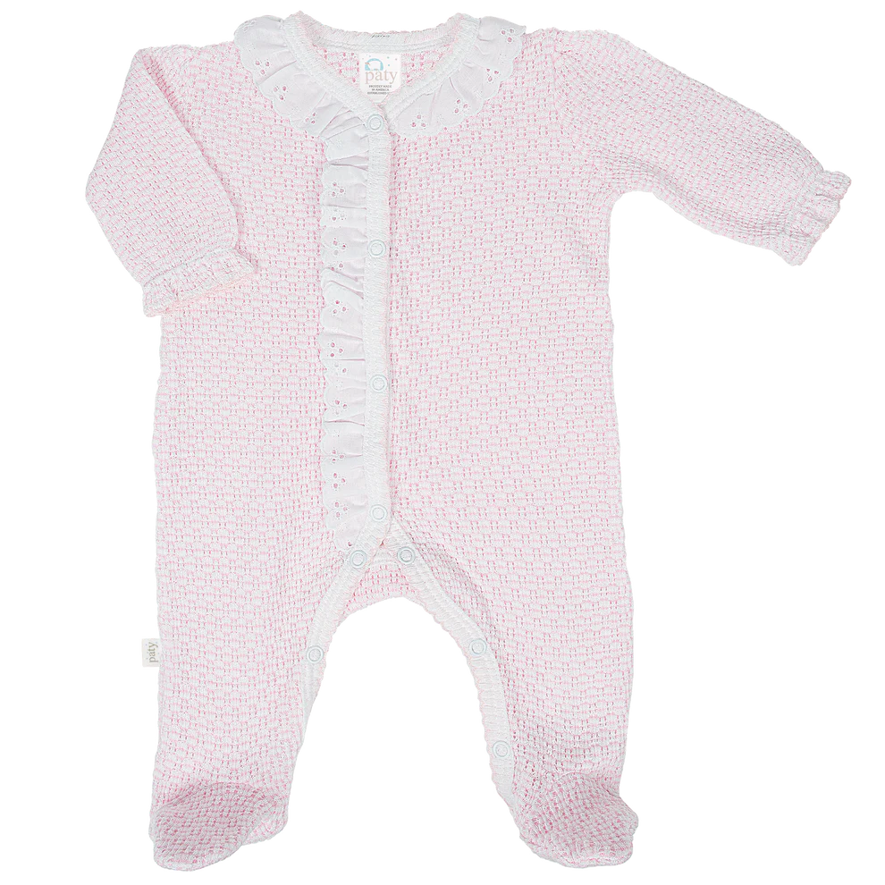 Paty Knit Footie – Pink With Eyelet