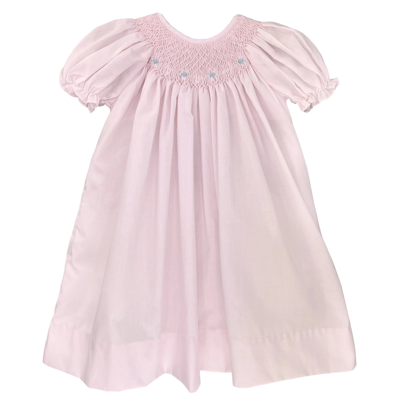 Pink Smocked Daygown with Raglan Embroidery