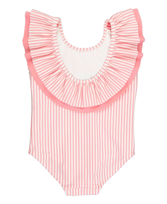 Seersucker Scoopback Ruffle One Piece