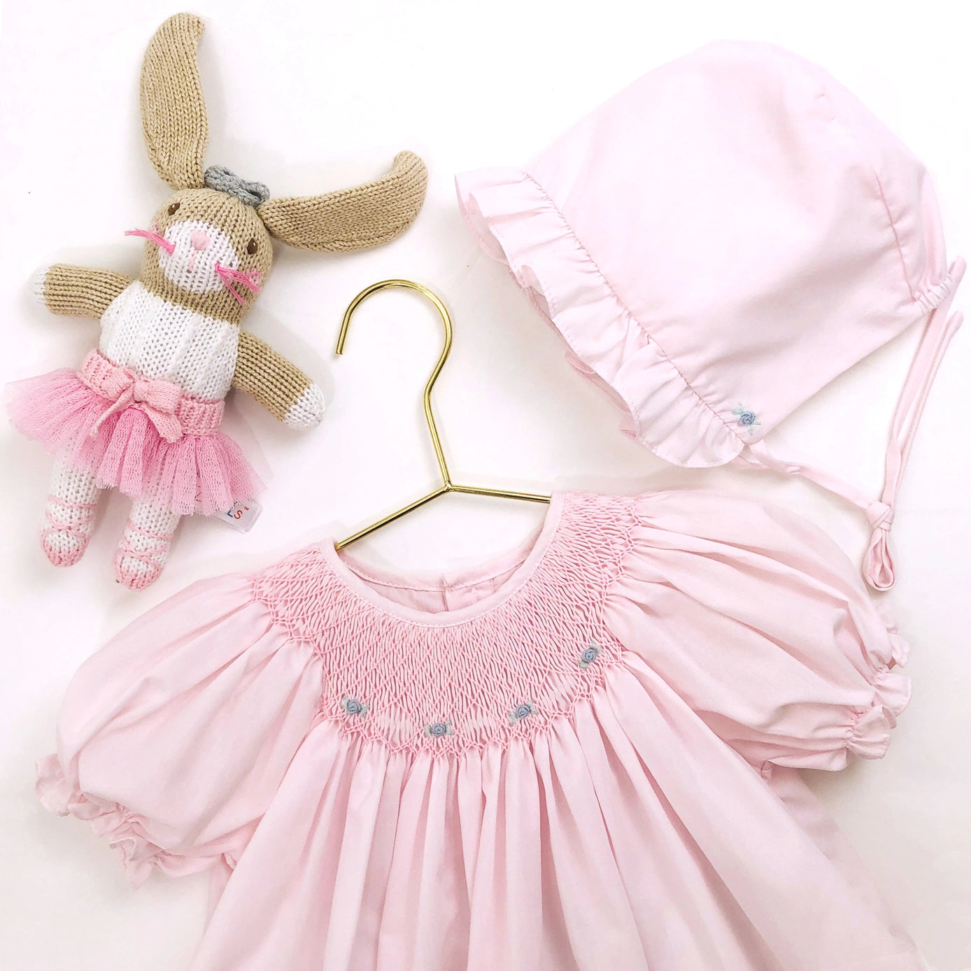 Pink Smocked Daygown with Raglan Embroidery