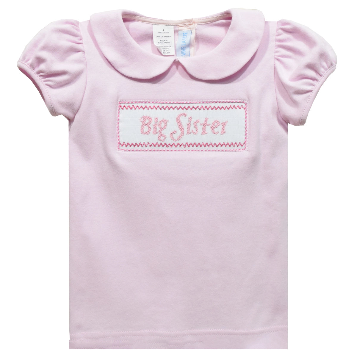 Big Sister Smocked Short Sleeve Peter Pan Collar Blouse