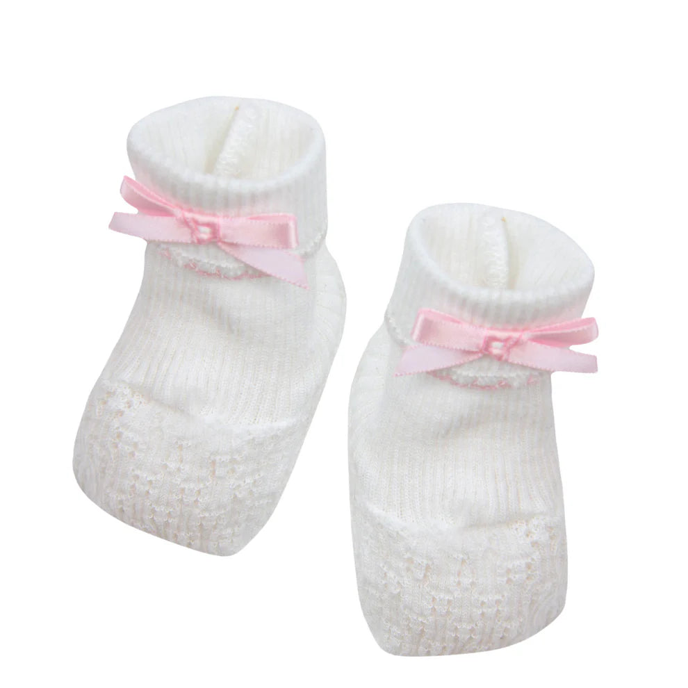 Paty Knit Booties – Pink With Bow
